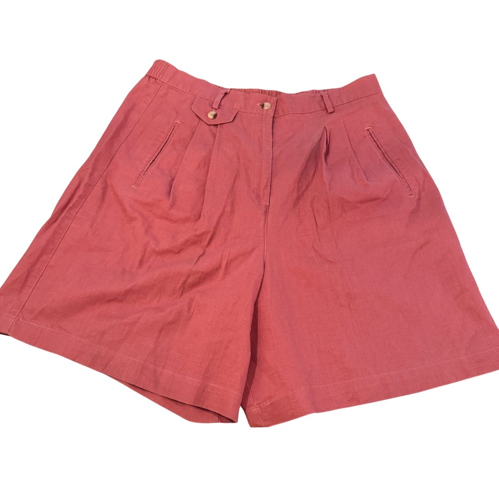 VTG 90s Chaus SportShorts Women 14 Linen Blend Pleated High Waist Quiet Luxury